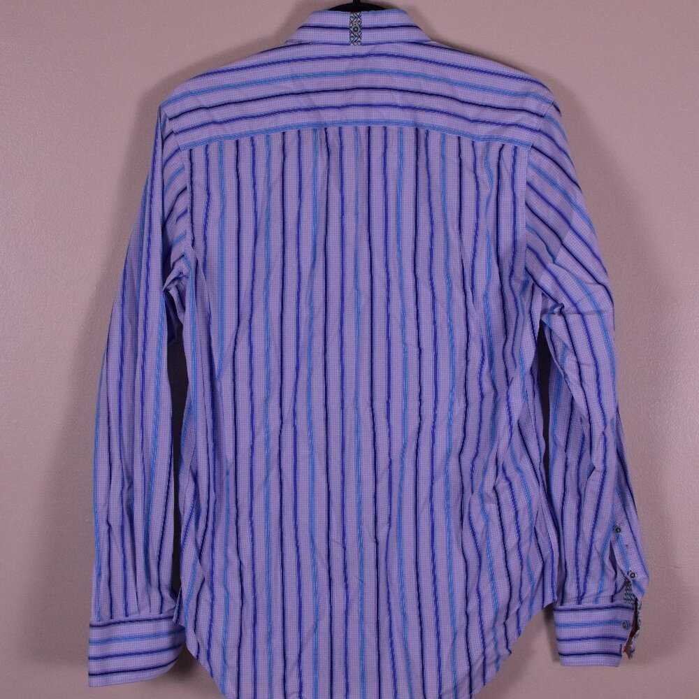 Robert Graham Men's Blue Long Sleeve Cotton Button Up Shirt Flip Cuff - Size S - Picture 6 of 11